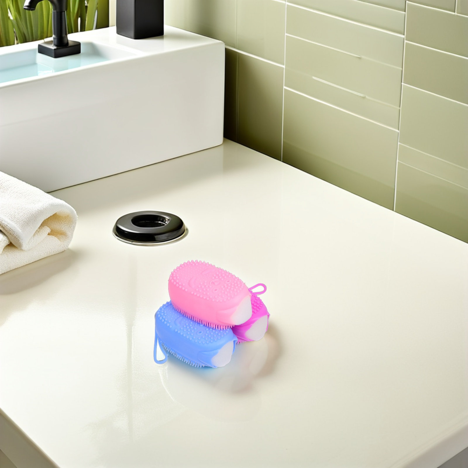 3 Pcs Exfoliating Sponge Body  - Body Brush ulasan dan harga