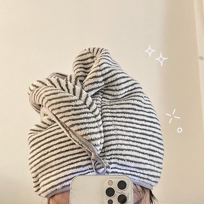 Microfiber Striped Hair Drying - Spa Towel ulasan dan harga